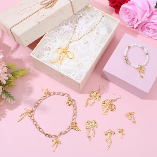 60 Pcs Mini Gold Bow Charms for Jewelry Making, Cute Alloy Bowknot Pendants Metal Bow Link Charms Earring Connectors for Bracelets Necklaces Earrings Keychains DIY Crafts