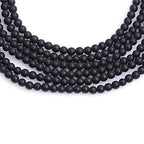 GEM-Inside Black Frost Spacer Agate Gemstone Loose Beads Natural Energy Power Beads for Jewelry Making 4mm Round 15" - color: Black Agate, size: 4mm