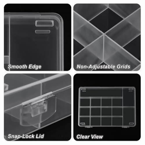 SUTOKAKA 1Pc 15 Grids Plastic Organizer Storage Box for Jewelry Small Components Fixed Dividers Bead Container Tools Holder Case for DIY Nail Crafts Beading Art Supplies - size: 15