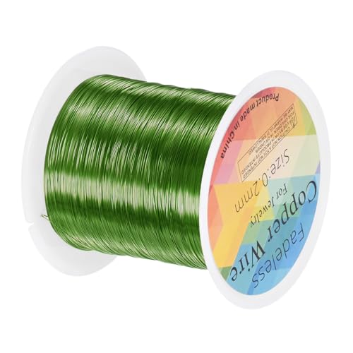 M METERXITY 0.2mm Jewelry Wire, 32 Gauge 328FT Craft Wire Copper Beading Wire for Jewelry Making/Planting/Weaving/DIY Crafting, Soft Metal Wires [100M, Green] - color: Green, size: 0.2mm 32 Gauge