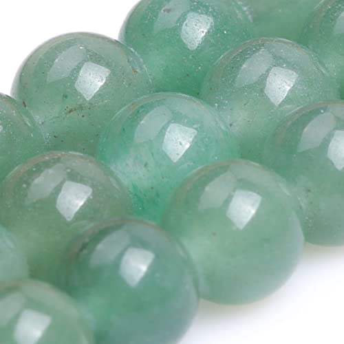 JOE FOREMAN 2MM Big Hole 10mm Green Aventurine Jade Round Natural Gemstone Semi Precious Loose Beads for Jewelry Making 15" Beaded Strand DIY Handmade Craft Supplies - size: 10mm