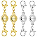 925 Silver Double Lobster Magnetic Necklace Clasps, Magnetic Necklace Clasps and Closures, Double Lobster Clasp Magnetic Jewelry Clasps for Necklaces (4pcs | Gold Silver) - color: 4pcs | gold silver