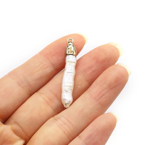10PCS Natural Pearl Pendants Irregular Multiple Shapes Cultured Freshwater Baroque Pearl Charms for Jewelry Making Gift - color: 36x6mm