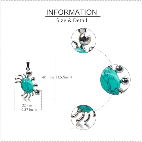 6 Pieces Crab Pendants Crystal Natural Stone Alloy Crab Charm for Jewelry Making Necklace - color: 6pcs Crab Jewelry Set
