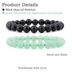 NCB 2.3-Piece 4mm Natural Crystal Gemstone Stretch Bracelets – Handmade Reiki Energy Healing Jewelry for Meditation,Yoga, Unisex - color: 2PCS ( Black Onyx+Green Aventurine ), size: 8mm