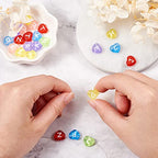 Cheriswelry 100pcs White Letter Transparent Acrylic Heart Alphabet Beads Mixed Pony Crystal Loose Spacer Love Heart Beads 10.5x11.5mm for DIY Craft Earring Bracelet Necklace Keychains Jewelry Making - color: Mixed Color Crystal Letter Beads