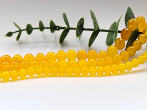 Stone Beads 6mm 140pcs Yellow Chalcedony Beads Round Loose Gemstones Beads for Bracelet Necklace Jewelry Making (6mm, 60632 Yellow Chalcedony) - color: Yellow Chalcedony Beads, size: 6mm