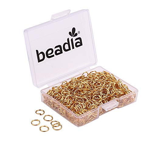 BEADIA Open Jump Rings Gold 0.8x6mm 500pcs for DIY Jewelry Making Supplies - color: Gold, size: 0.8*6mm