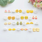 Xaekicr Bakery & Food Theme Polymer Clay Cutters Set - 12pcs Miniature Shapes Including Croissant, Burger, Avocado, Cupcake, Bread & Toast for DIY Earring Jewelry, Soft Clay Crafts & Scrapbooking - color: S color