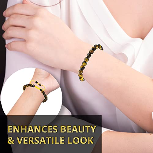 ANAYA AGATE Energy Protection Crystal Handmade Adjustable Bead Bracelet Perfect for Men, Women’s Christmas Gift - Gemstone Healing Stretch Bracelet Pulsera Para Hombre Mujer Stocking Stuffer - color: Tiger Eye AAA