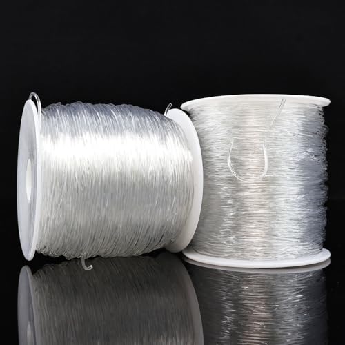 1 mm Stretchy Bracelet String, 2 Rolls Durable Elastic String, Clear Bead Cord for Bracelets, Necklaces, Beading, and Jewelry Making (200 m) - size: 1 mm