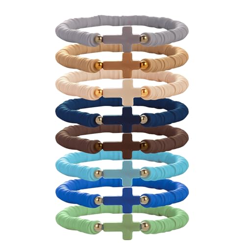 12pcs Halloween Heishi Beaded Bracelets for Women-Spooky Ghost & Pumpkin Party Favors Boho Stackable Polymer Clay Bead- Stretch Friendship Bracelet Set - style: Style B Pure Colors-8pcs