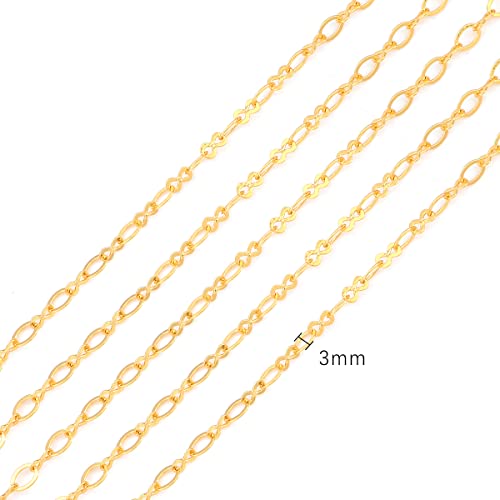 BEADIA 18K Gold Plated O Chains 3.0mm 2 Meters for Jewelry Making Findings - color: O Chain, size: 3.0mm