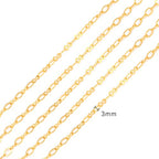 BEADIA 18K Gold Plated O Chains 3.0mm 2 Meters for Jewelry Making Findings - color: O Chain, size: 3.0mm