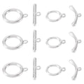 10 Pcs Toggle Jewelry Clasps Flat Round Toggle Clasp Connectors Round T Bar Closure Clasps Sets for Women Men Bracelet Necklace Jewelry Making - color: Platinum/T-Bar