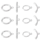 10 Pcs Toggle Jewelry Clasps Flat Round Toggle Clasp Connectors Round T Bar Closure Clasps Sets for Women Men Bracelet Necklace Jewelry Making - color: Platinum/T-Bar