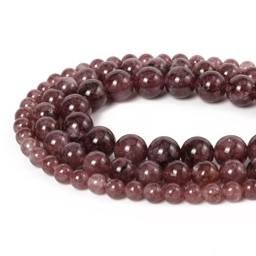About 60pcs 6mm Natural Stone Beads Lepidolite Beads Energy Crystal Power Gemstone for Jewelry Making, DIY Bracelet Necklace - color: Lepidolite, size: 6mm