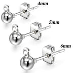 180 Pieces Ball Post Earring Stud with 200 Pieces Butterfly Back Earrings with Loop for DIY Jewelry Making Findings, 4 mm 5 mm 6 mm(Silver, Gold) - color: Silver, Gold
