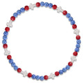 Beaded Baseball Necklace | Adjustable Sports Rope Chain with Baseball Cross Charm - Great Baseball Drip Gift for Players and Fans - color: Light Blue-Red-Wht