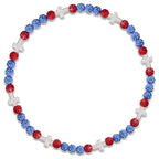 Beaded Baseball Necklace | Adjustable Sports Rope Chain with Baseball Cross Charm - Great Baseball Drip Gift for Players and Fans - color: Light Blue-Red-Wht