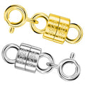 Serundo Auto 925 Sterling Silver Magnetic Necklace Clasps and Closures Min Magnetic Clasps for Necklaces Bracelets Chain Extender Connector for Jewelry Making Necklace 2Pack - color: gold+silver