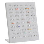 KUKUVR Velvet L-Shaped 50 Slots Ring Earring Holder Display Stand, jewelry Ring Earring Organizer Case Tray for Women & Selling Show (Grey) - color: Grey