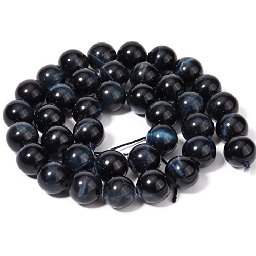 45pcs 8mm Natural Blue Black Tiger Eye Gemstone Beads Energy Healing Crystal Round Loose Stone Beads for Jewelry Making, DIY Bracelets Necklaces - color: Blue Black Tiger Eye, size: 8mm