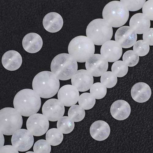 About 60pcs Assorted Clear Moonstone Natural Loose Stone Beads for Bracelets 6mm Beads for Jewelry Making, Round Gemstone Bead for Necklace，Birthday Gifts for Women Crafts for Adults - color: Clear Moonstone, size: 6mm