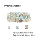 3 PCS Healing Crystal Bracelets for Women 8mm Natural Stone Beaded Stretch Bracelet Amethyst Jewelry Gifts - color: 4,6,8mm Amazonite