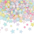 1 Box 300pcs Acrylic Frosted Star Beads Transparent Double Stars Shaped Pony Clear Matte Mixed Color Loose Spacer Bead Charm Bulk for Jewelry Making Bracelets Necklace DIY Craft Supply