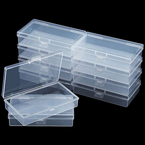 12 Pack Clear Plastic Beads Storage Containers Box with Hinged Lid for Beads and More (5.2 x 3.03 x 1.18 Inch) - size: 5.2 x 3.03 x 1.18 Inch