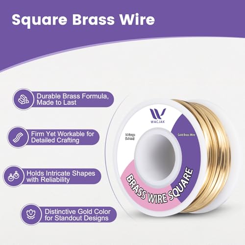 Square Brass Wire 14ga, 30ft – Yellow Gold Brass for Jewelry & Crafting - color: 14 Gauge(1.6x1.6mm)