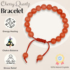 Amazing Gemstone Cherry Quartz Bracelet, Gifts For Men & Women - Protection Healing Crystal Bracelet - 8mm Gemstone Beaded Adjustable Bracelet, Pulseras Para Hombres Mujer Stocking Stuffers - color: Cherry Quartz