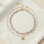 Colorful Gold Stack Seed Beaded Choker Necklace Set for Women,Handmade Boho Fashion Christian Cross Heart Freshwater pearl Jewelry,Valentine's Summer Holiday Beach Friendship Gift - color: Gold Heart