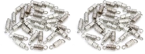 100 Sets 4mm x 15mm Screw Type Clasp Barrel Screw Clasps Twist Clasps Connector for Jewelry Making Necklaces and Bracelets, Silver-Color (Pack of 2) - size: 4mm x 15mm (Pack of 2)