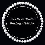 MASSIVE BEADS Natural Genuine Gemstone Beads Healing Crystal Chakra Reiki Jewelry Faceted Round Beads Bracelets 3mm - color: Howlite