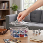 PUGED DND Dice Storage Box with Removable Dividers Polyhedral Dice Plastic Organizer Holding Up To 900 Dices Craft Bead Compartment Container for Sewing, Jewelry, Art, DIY (2 layers) Box Only - size: 2 layers
