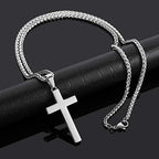 P. BLAKE Stainless Steel Cross Pendant Necklace for Men Boys, Christian Cross Pendant with 16-24 Inches Chain Cross Necklace Jewelry Gifts - size: 24 inches, style: Silver Pendant 1.7*0.9