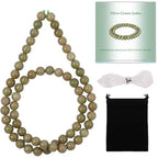 Stone Beads, 60pcs Olive Green Jades, 6mm Round Loose Beads for Jewelry Making, Bracelets, with Bag, String & Card - color: Olive Green Jades, size: 6mm