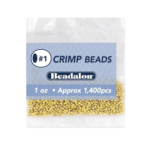 Beadalon Crimp Beads, Size #1, Gold Color, 1 oz, Approx. 1,400 pc - color: Gold, size: Size #1, 1,400 pc