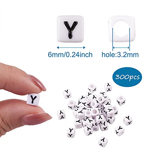 FASHEWELRY 300Pcs Cube White Acrylic Letter Beads 6x6mm Letter Y Alphabet Beads for DIY Bracelet Necklace Jewelry Making - color: Letter Y, size: 6x6x6mm