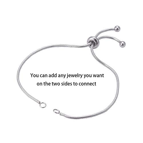 DanLingJewelry 10pcs 304 Stainless Steel Adjustable Slider Bracelet Slider Extender Chains Friendship Bracelets for Jewelry Making DIY 8 Inches(210mm) PP - color: StyleⅫI-10 pcs-Platinum