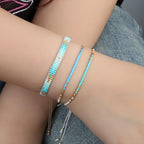 KELITCH Adjustable turquoise bead bracelet single color knitting friendship bracelet fashion jewelry daily wear gift (28 color selection) - color: Green 20L
