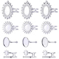 SUNNYCLUE 1 Box 16Pcs Stainless Steel Bezel Cabochon Ring Base Metal Antique Round Adjustable Prong Ring Blank Tray Setting Components for Jewelry Making Kits DIY Supplies Women Adult - style: Ring 4