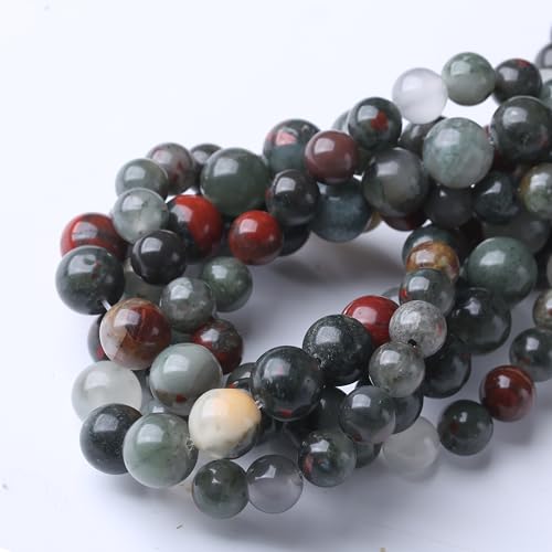 African Bloodstone Stone Beads for Jewelry Making DIY Bracelet Necklace Jewelry Making 1 Strand 15.5inch 45PCS 8MM - color: African Bloodstone Stone, size: 8MM