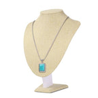 Flexzion Necklace Bust Display Stand - 11 Inch 3D Mannequin Beige Linen Necklace Display Holder for Home, Boutique & Trade Shows - Jewelry Display for Selling Necklace, Pendants, Chokers, Lockets - size: Standard (1 Pack)