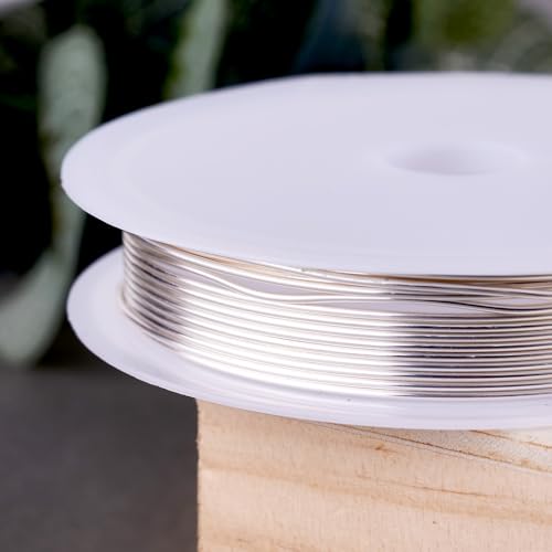 1 Roll 9.84 Feet(3m) 20 Gauge Round Copper Jewelry Bendable Wire Long-Lasting Plated Jewelry Wire Soft Artistic Wires Copper Metal Beading for Jewelry Making Crafts,Silver Color Plated - color: 20 Gauge,Silver Color Plated