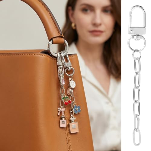 Hzopcw 30pcs Silver Keychain Making Kit, Key Ring Swivel Snap Hook Chains, Extender Keychain Bag Charm Kits for DIY Crafts Jewelry Making Handbag Purses- A Style - color: Silver-30pcs-A Style