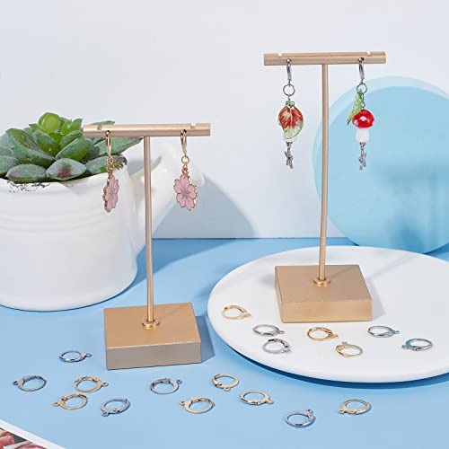 SUNNYCLUE 1 Box 80Pcs 40 Pairs Leverback Earring Hooks Real 18K Gold Plated Stainless Steel Round Lever Back Clasp Huggie Hoop French Ear Wire Leverbacks Hook for Jewelry Making Earrings Findings - color: 80pcs Mixed Material & Color Round Leverback Earri