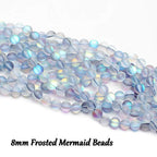 70PCS Natural 8MM Healing Gemstone, Synthetic Frosted Mermaid Energy Stone Round Loose Beads, Semi-Precious Crystal Beads with Free Elastic String for Jewelry Making DIY - color: Frosted Mermaid